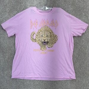 Def Leppard Rock of Ages 1983 Graphic T Shirt Mens XL Pink Cotton